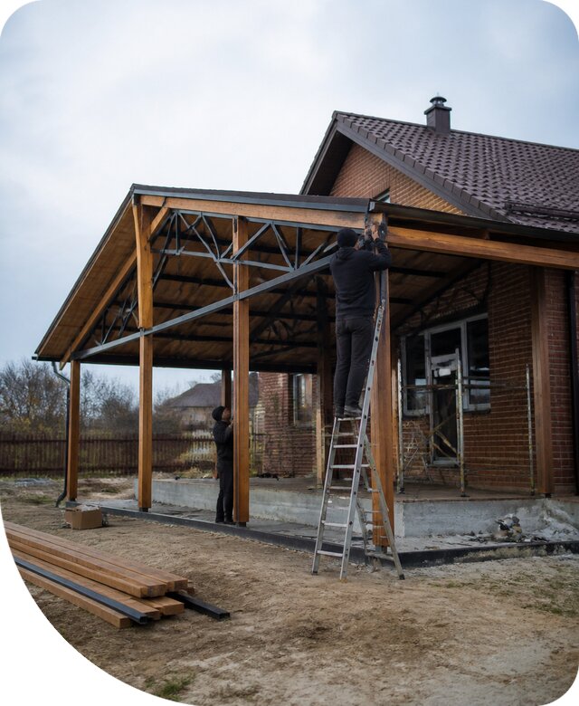 Пристройка навеса к дому и участку в Великом Новгороде под ключ